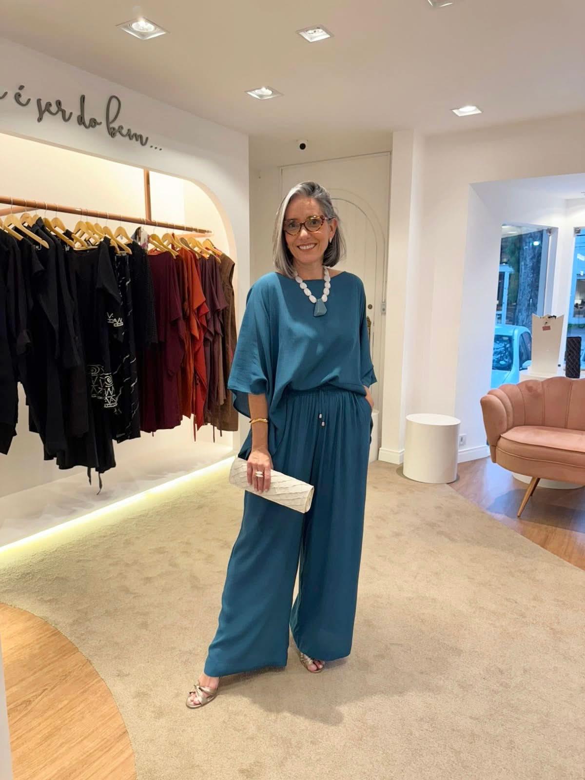 Kimono-Ensemble Viskose – Grauhaarlook im Laden