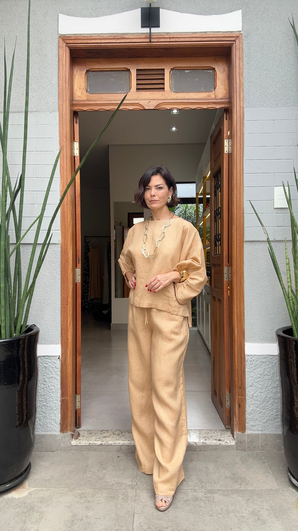 Ensemble Biella Leinen – Stoffdetail