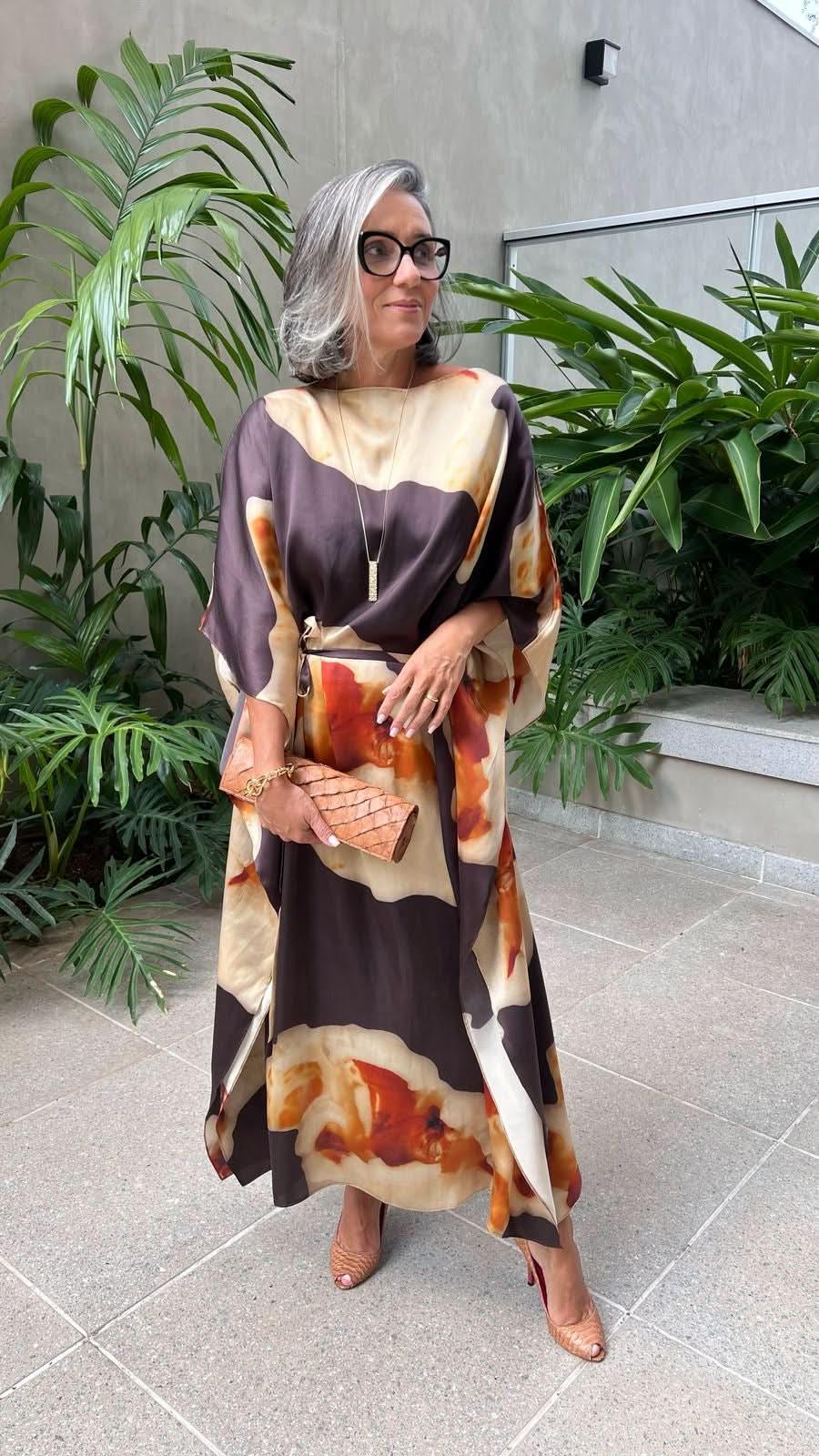 Langer Kaftan Seide – Seitenansicht