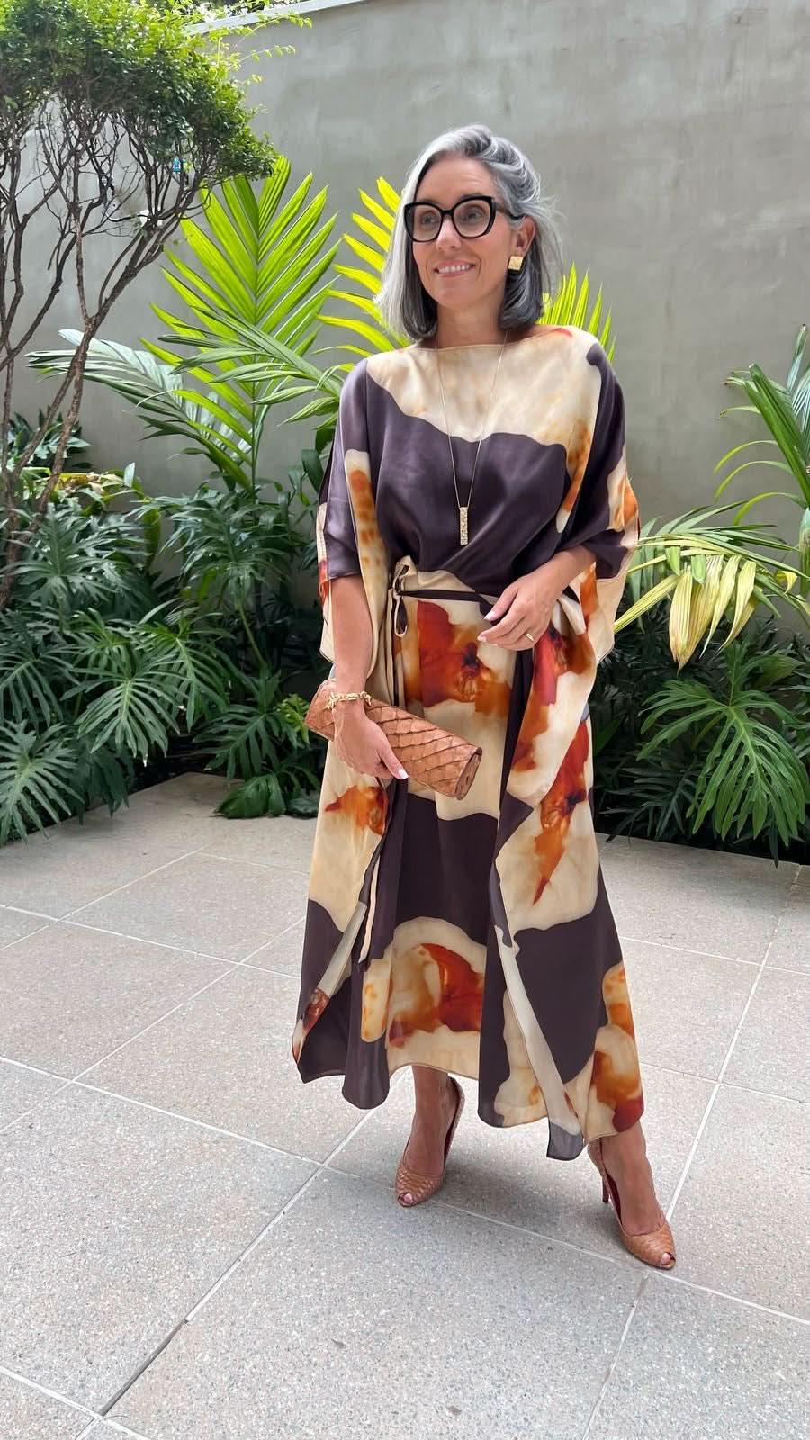 Langer Kaftan Seide – Vorderansicht