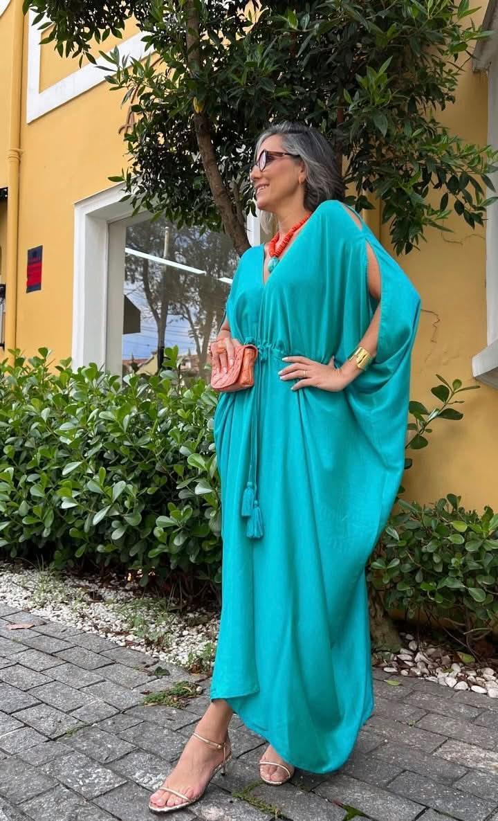Kaftan Sardinien Seide – Grüner Look