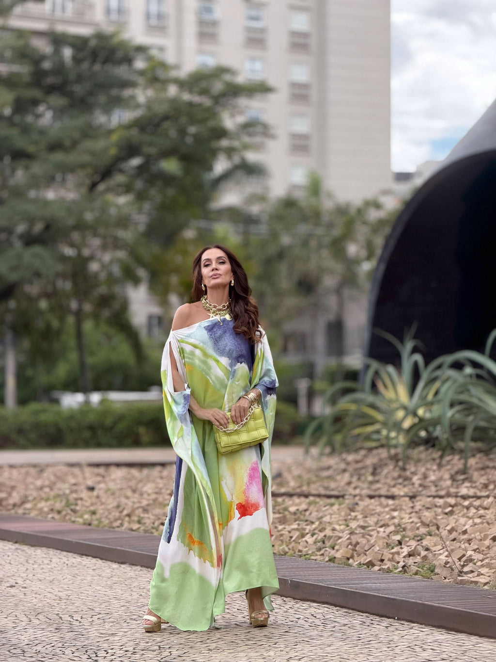 Kaftan-Kleid Aquarell – Look 3