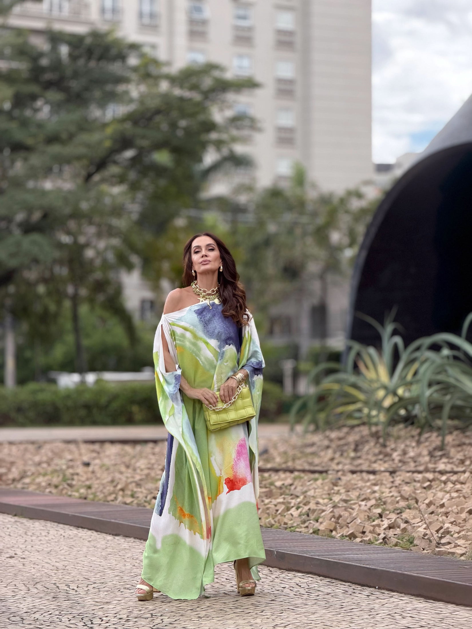 Kaftan-Kleid Aquarell – Look 3