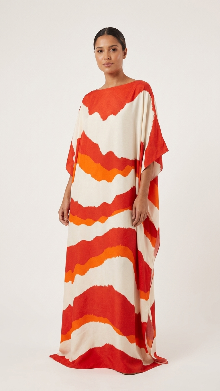 Kaftan-Kleid Santorini Sunset – Vorderansicht