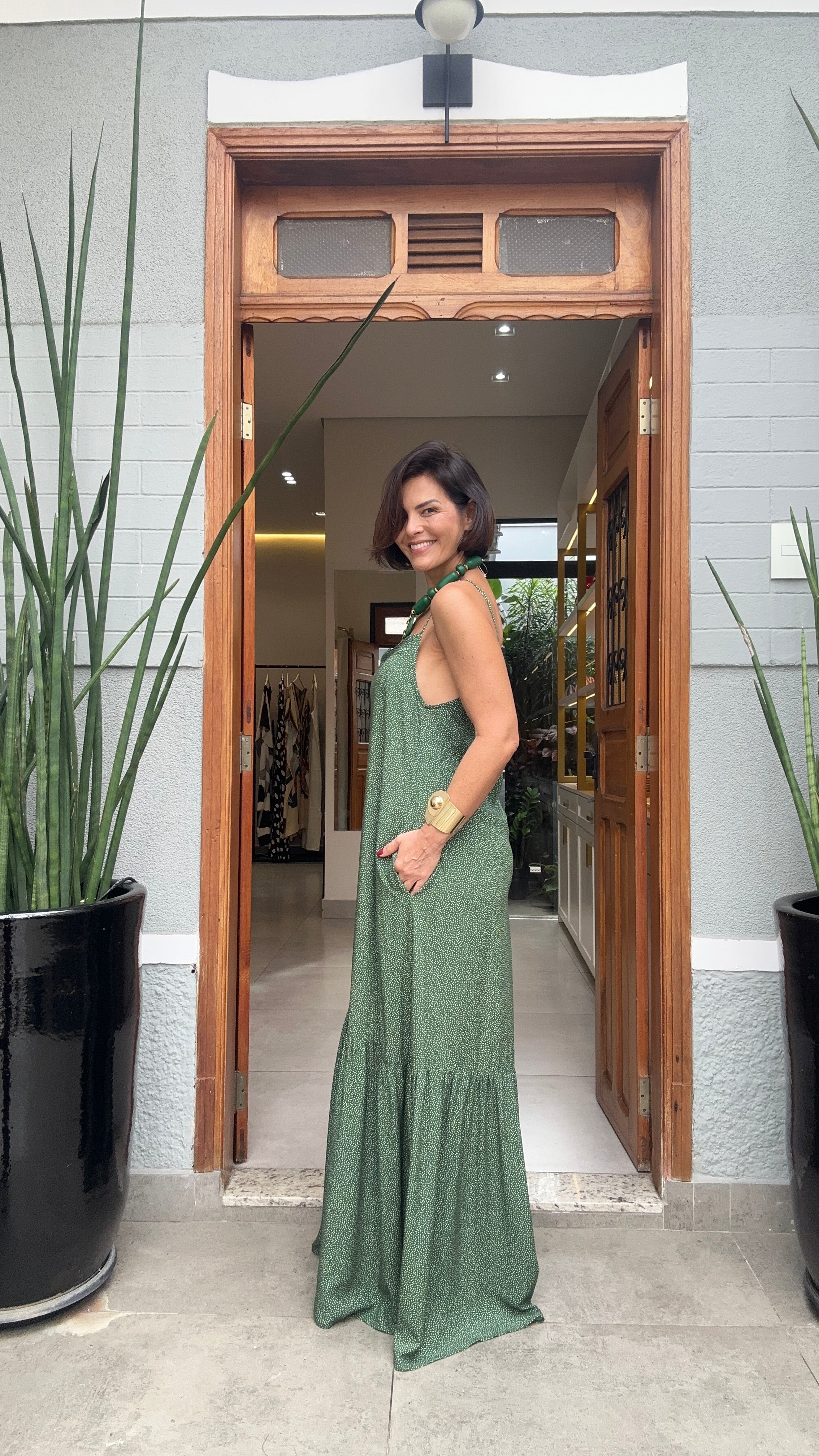 Kleid Nairobi Punkte Grün – Look 2