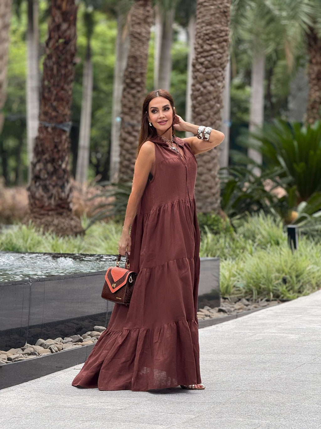 Kleid Santa Fé Leinen – Look mit kleiner Tasche