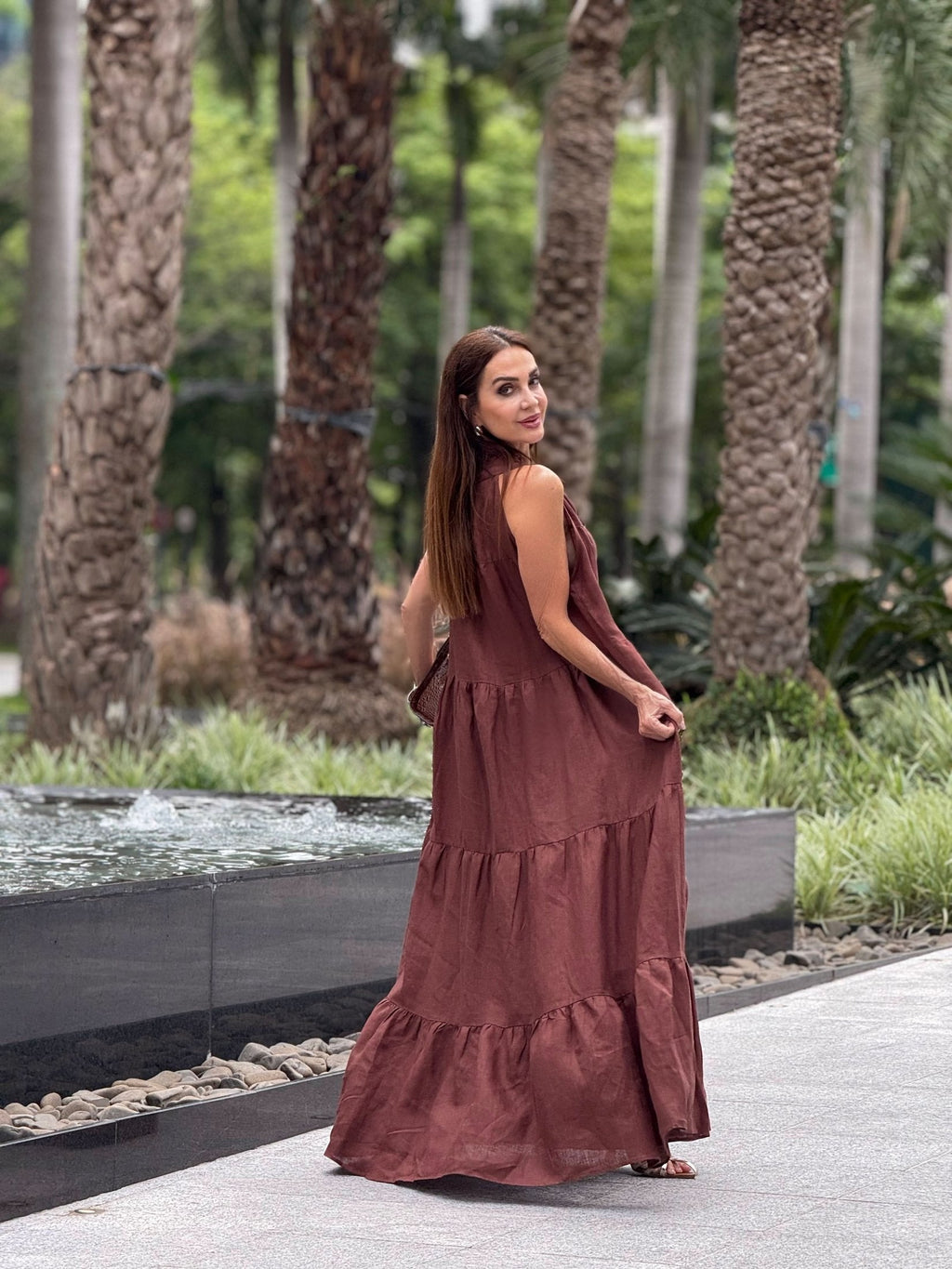 Kleid Santa Fé Leinen – Look bei Brunnen