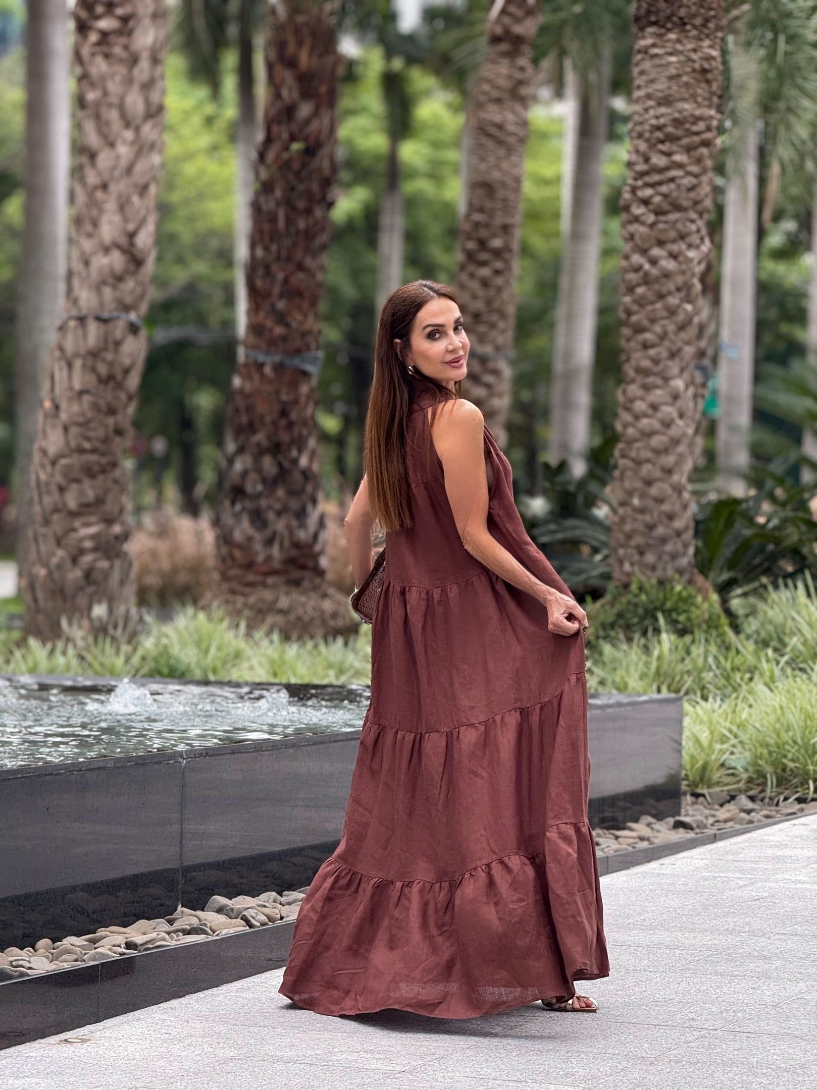Kleid Santa Fé Leinen – Look bei Brunnen