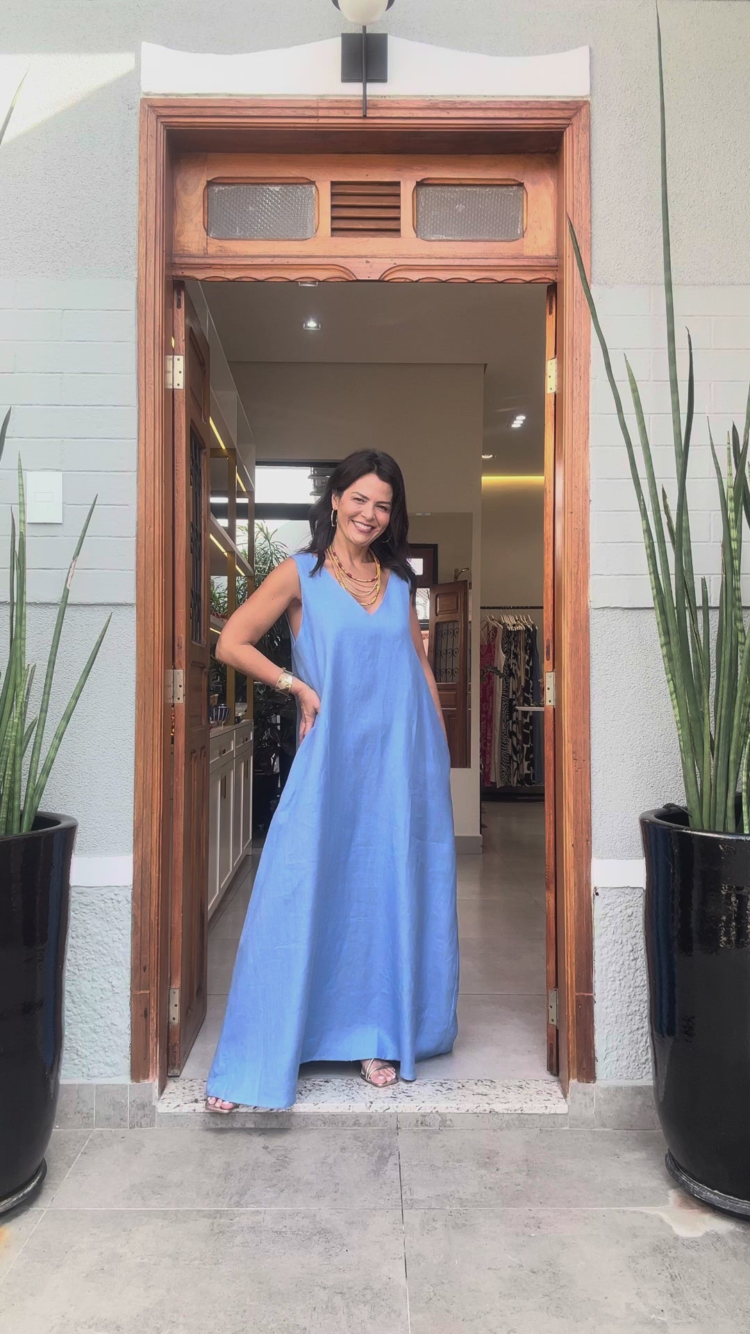 Kleid Paula Leinen Blau
