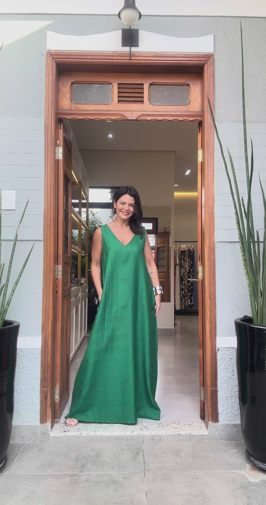 Kleid Paula Leinen Smaragdgrün