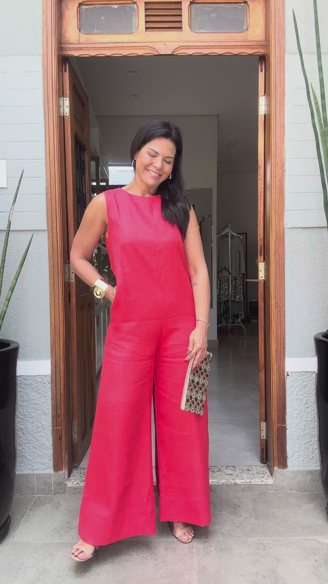 Overall Leinen Rot