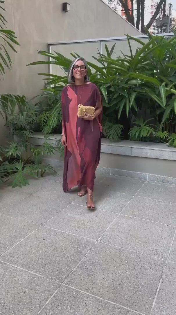 Midi-Kaftan Reine Seide mit Print